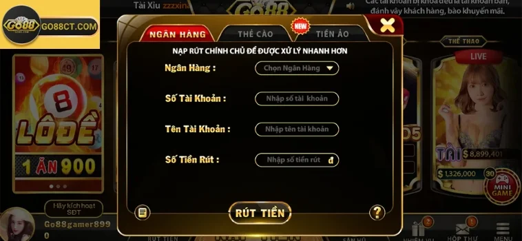 Rút tiền Go88 Rút tiền Go88